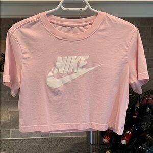 Nike Light Pink Cropped Tee with White Logo